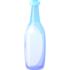 Clear Blue Glass Bottle With Transparent Background And Light Reflections Studio Shot Detailed Vector Art