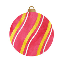 斜めにラインが入ったオーナメントの手描き水彩イラスト クリスマスの飾り