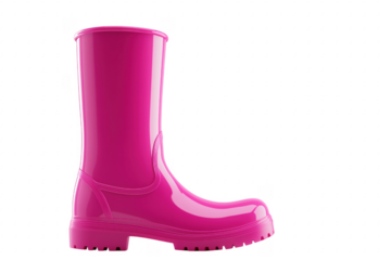 Shiny pink rain boot isolated on a transparent background
