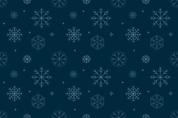 Elegance Snowflake Pattern with Blue Winter Texture Background , Perfect for Merry Christmas Wrapping Paper, Wallpaper, Postcard, and Festive Holiday Art. Seamless Luxury Vector for Celebration.
