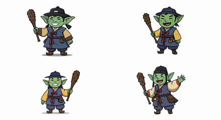 Green goblin character with traditional Korean clothing