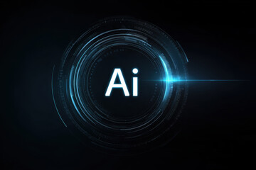 Captivating abstract digital background featuring AI concept with glowing icons and futuristic elements, creating sense of innovation and technology