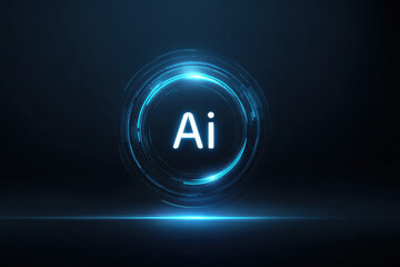 Abstract digital background featuring glowing circular design with letters Ai at center, representing artificial intelligence and technology concepts