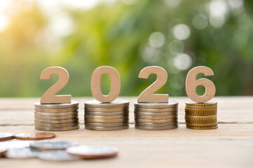 2026 Financial Growth and Investment Planning Concept with Coins
