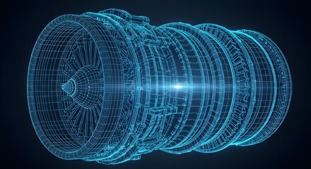 Abstract blue digital network sphere with glowing center