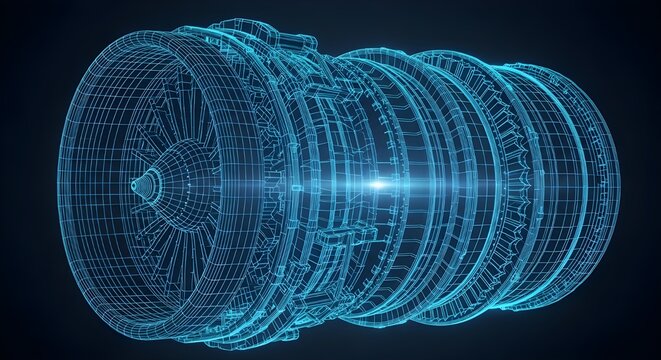 Abstract blue digital network sphere with glowing center