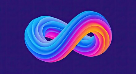 Dynamic abstract infinity symbol flows with vibrant gradient colors, representing endless possibilities and continuous innovation in a modern digital art style