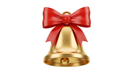 Golden Christmas Bell Topped with Bright Red Bow Representing Holiday Cheer Festive Sound or New Year Celebration Tradition