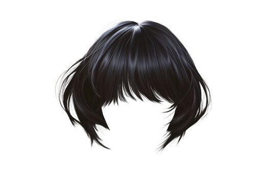 Dark layered bob hairstyle isolated on a transparent background