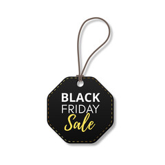Black Friday sale tag set on transparent background. Black marketing banner, label tag, promotion tag. Shopping tag
