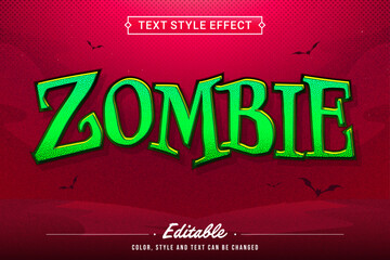 Green Cartoon Zombie Text Effect for Spooky and Halloween Design