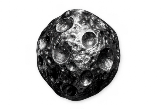 Asteroid celestial body with craters on transparent background