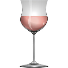 Clear Glass Stemware Filled with Pink Liquid Beverage Reflected Light Subtle Shine Isolated on White Background Studio Shot