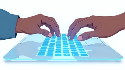 Two Hands Typing on a Laptop Keyboard