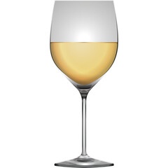Clear Glass Stemware Filled with Golden Amber Liquid Against a White Background