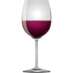 Clear Stemmed Wine Glass Filled With Deep Red Wine Showing Reflective Highlight on a Transparent Background