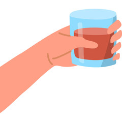 Hand Holding A Glass Of Red Liquid With Transparent Background And Simple Flat Design Illustration