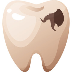 A Realistic Illustration of a Decayed Tooth Showing Dark Cavities on a White Background Representing Dental Problems and Poor Oral Hygiene