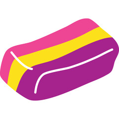 A Rectangular Pillow With Pink Yellow And Purple Stripes On A Transparent Background