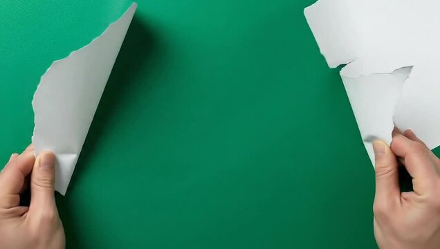 Torn Paper Corner Revealing Green Surface