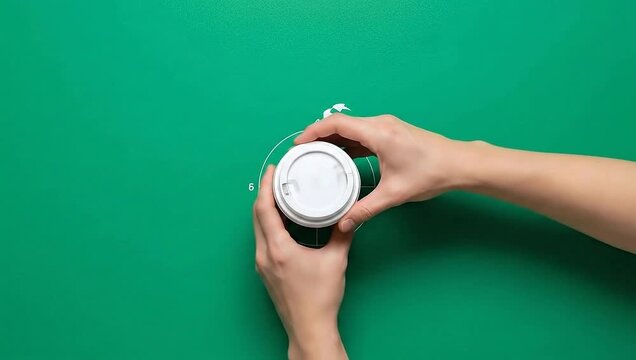 Hand Holding Aluminum Beverage Can on Green