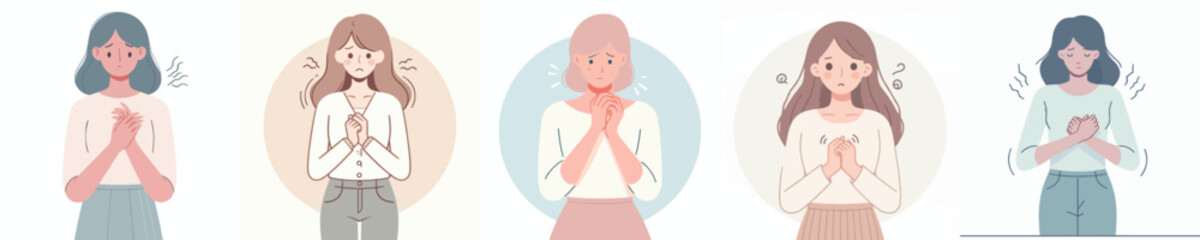 vector of a woman with a nervous shaking gesture