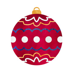 オーナメントの手描き水彩イラスト クリスマスの飾り