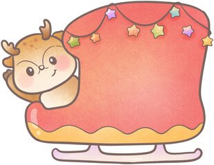 The Sled with a cute raindeer.