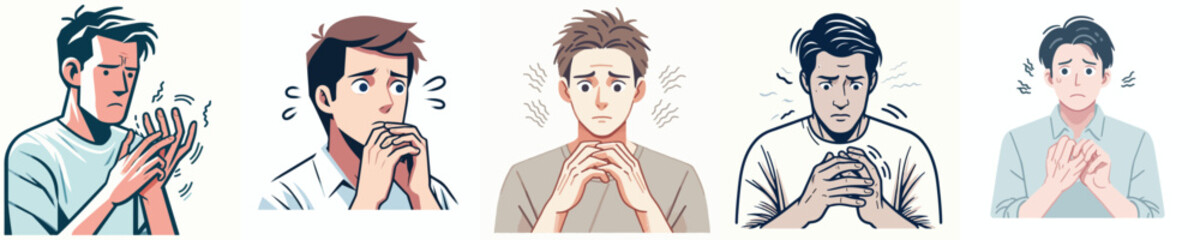 vector of a man with a nervous shaking gesture