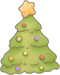 A Christmas tree with star and lights.