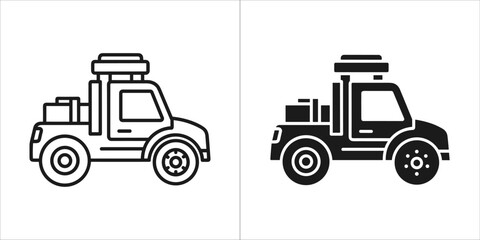 Illustration of an off road vehicle in black and white for design project