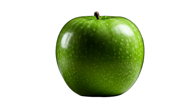 Glossy Green Apple Isolated on Black Background Studio Lighting