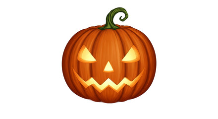 Fototapeta premium Glowing Jack O Lantern Pumpkin Halloween Isolated Orange Realistic Photo