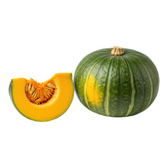 Fresh kabocha squash isolated on transparent background for healthy eating concept