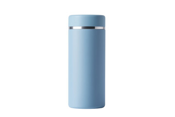 Pastel blue metallic accent thermos isolated on a transparent background