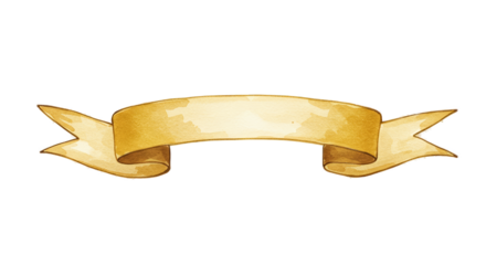 Golden Banner Ribbon Isolated On Transparent Background