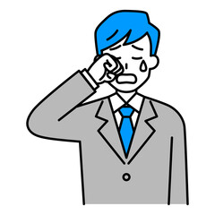 泣くスーツの男性