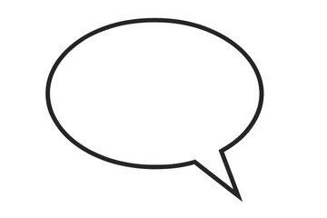 Speech bubble with black outline transparent background, showing comic dialogue or chat message communication