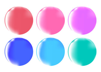 ツヤツヤぷるぷるの丸、レッド、ピンク、パープル、ブルー、ライトブルー、グリーンの6点セット