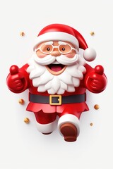 Obraz premium Flat lay cute bold illustration of santa running white nutcracker decoration.