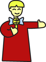 Friendly conductor orchestrating symphony performance