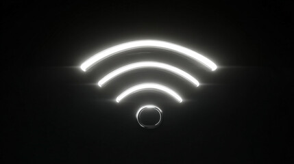 A modern floating wifi sign glows bright white against shifting backgrounds, symbolizing seamless connection, digital freedom, and the evolving future of communication in a sleek technological world.