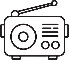 Retro radio icon with antenna and speaker for broadcasting music