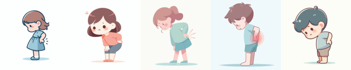 vector of a children gesturing with back pain