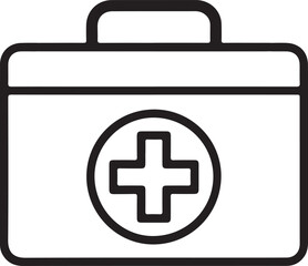 Simple outline icon of a medical first aid kit with a cross