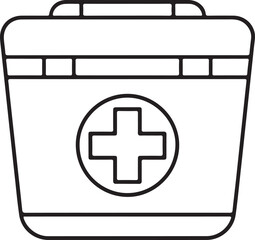 Obraz premium Simple outline of a medical first aid kit with red cross symbol