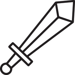 Simple hand drawn sword icon with geometric blade and round pommel