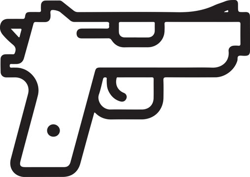 Simple outline icon of a handgun pistol on a white background