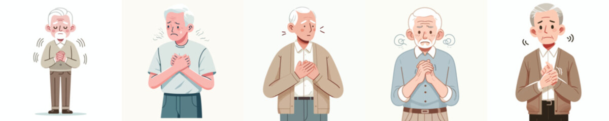 vector half body of a grandfather with a shaking gesture