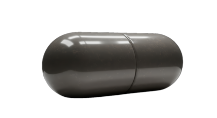 Gray Capsule Pill Isolated on Black Background Medical Health Care